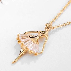 Dancer Ballerina Jewelry 18K Gold Necklace